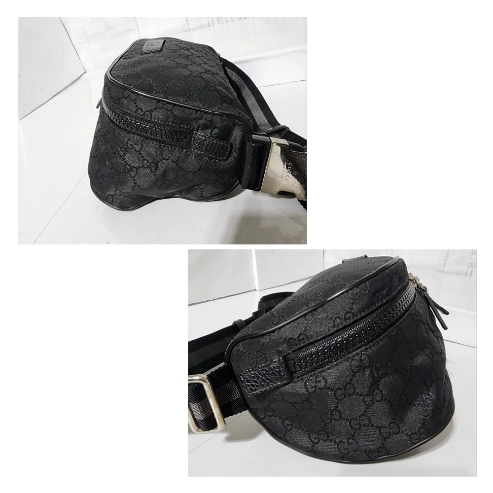 GUCCI Nylon Monogram Fanny Pack Belt Bag Black